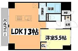 仙台市営南北線 長町一丁目駅 徒歩5分の賃貸マンション 7階1LDKの間取り