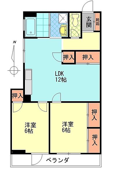 コーポ中村 301｜大分県大分市長浜町2丁目(賃貸アパート2LDK・3階・66.80㎡)の写真 その3