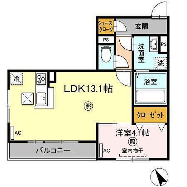 PREMILIFE新町 305｜大分県大分市新町(賃貸アパート1LDK・1階・43.57㎡)の写真 その3