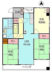 サザンブライト城南 3LDKの間取図画像