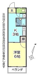 ロンド・ベル新川 1Kの間取図画像