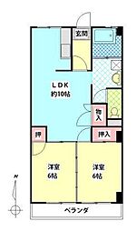 コーポ中村 2LDKの間取図画像