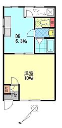 サングレイスえのくまB 1DKの間取図画像