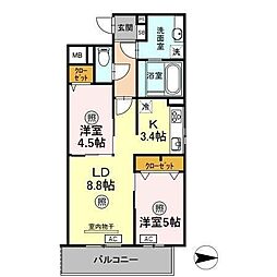 Dimorare 2LDKの間取図画像