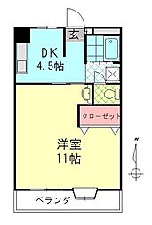 顕徳中央ビル 1DKの間取図画像