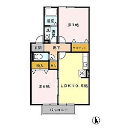 セジュール華 2LDKの間取図画像