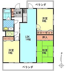 サザンブライト羽田 3LDKの間取図画像