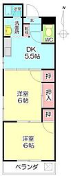 プリムール 2DKの間取図画像