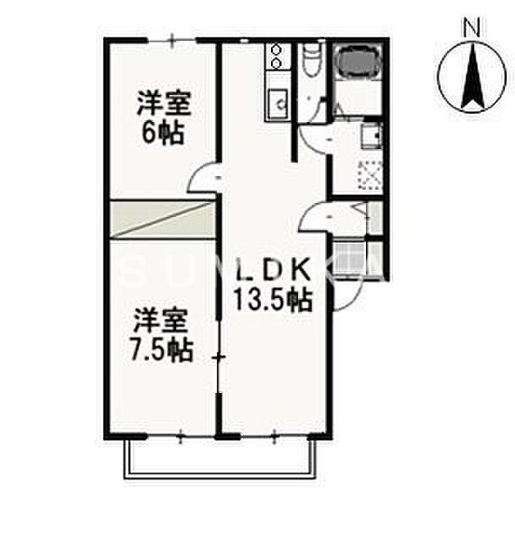 ピュアローズ　A ｜岡山県岡山市北区大安寺東町(賃貸アパート2LDK・2階・57.13㎡)の写真 その2