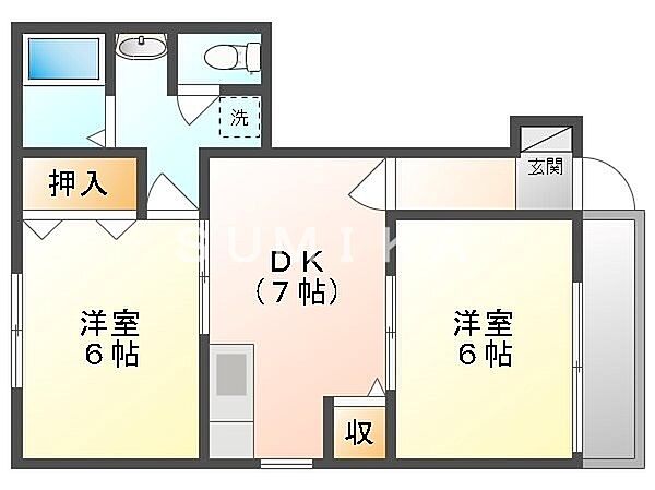 オアゾ ｜岡山県岡山市北区西長瀬(賃貸アパート2DK・1階・44.34㎡)の写真 その2