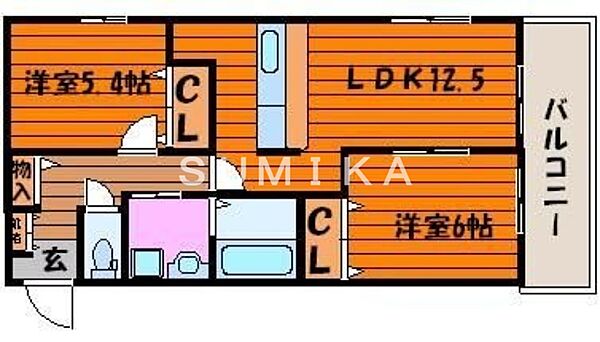 リーフミナン ｜岡山県岡山市北区今保(賃貸マンション2LDK・1階・54.65㎡)の写真 その2