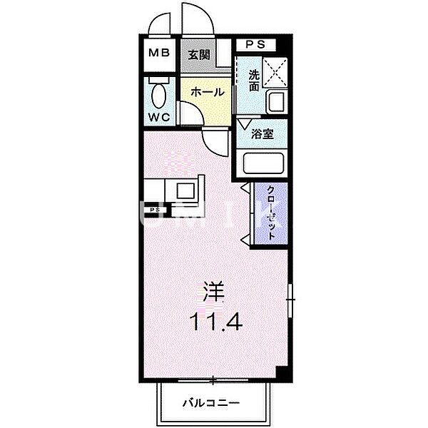 フラン・カーサ ｜岡山県岡山市北区田中(賃貸アパート1R・1階・30.24㎡)の写真 その2