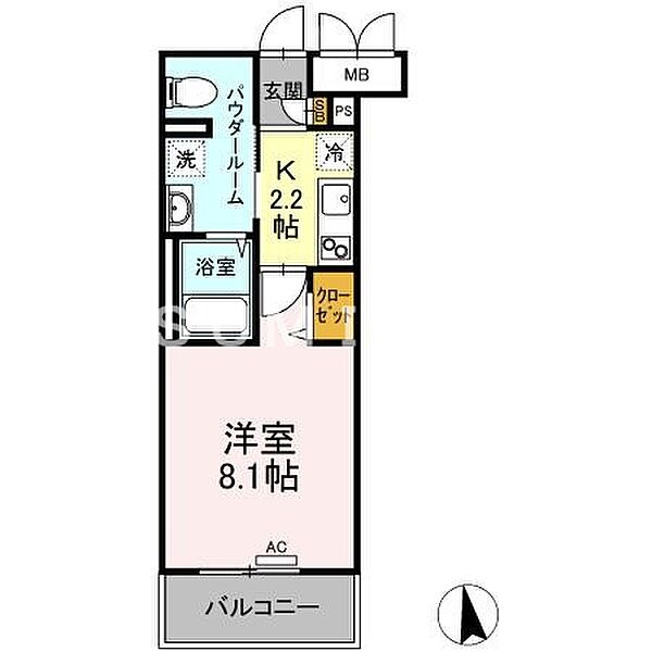 フォレスタ岡山医大南 ｜岡山県岡山市北区東古松5丁目(賃貸マンション1K・5階・26.87㎡)の写真 その2