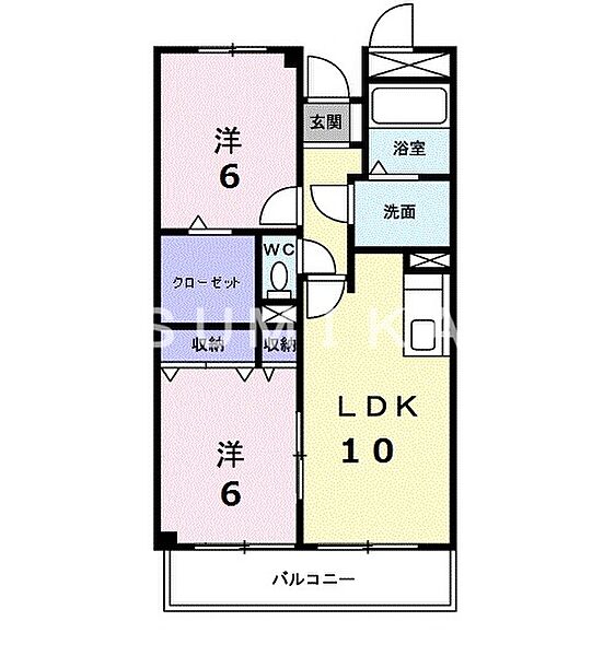 マーベラス豊成 ｜岡山県岡山市南区豊成2丁目(賃貸マンション2LDK・4階・53.06㎡)の写真 その2