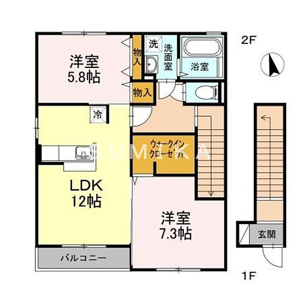 グランパ ｜岡山県岡山市南区大福(賃貸アパート2LDK・2階・70.53㎡)の写真 その2