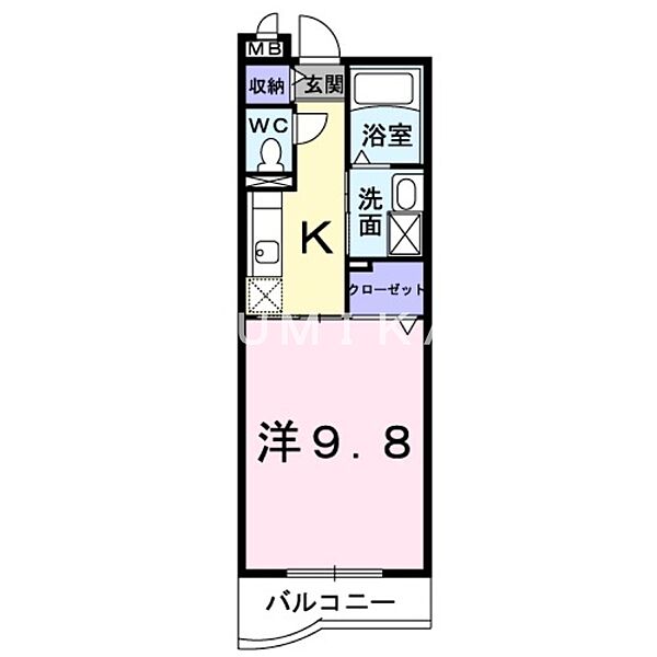 ハピーライフ平田 ｜岡山県岡山市北区平田(賃貸マンション1K・2階・30.66㎡)の写真 その2