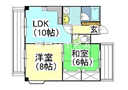 メゾンタイショウ3 2LDKの間取図画像