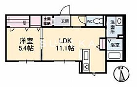 カリーノテラス  ｜ 岡山県岡山市北区富田（賃貸アパート1LDK・1階・43.00㎡） その2