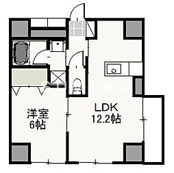 アーバン富田町 6階1LDKの間取り