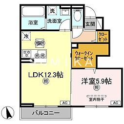 マーメゾン新福 1階1LDKの間取り