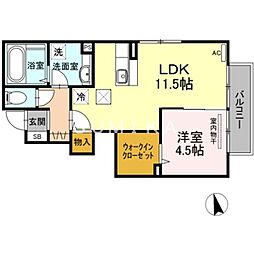 ルピナス高柳東町3 1階1LDKの間取り