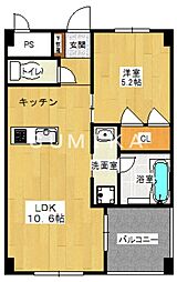ピュアライン医大東 5階1LDKの間取り
