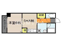 パルロイヤル東島田 3階1DKの間取り