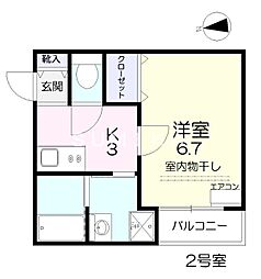 ヴィーナスコート島田本町 2階1Kの間取り
