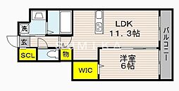 クレセント中仙道6 1LDKの間取図画像