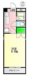 フォレスト東古松 1Kの間取図画像