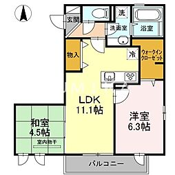 プレミアージュ 2LDKの間取図画像
