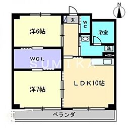 ハアラン御南 2LDKの間取図画像