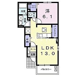 サンシャインB 1LDKの間取図画像