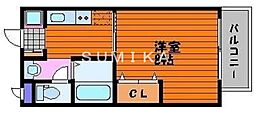 アーバンネット新屋敷 1Kの間取図画像