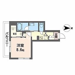ウエストハイツ 1Kの間取図画像
