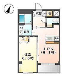 シエル天瀬 1LDKの間取図画像