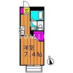 シャブラン 1Kの間取図画像