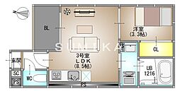 REGALEST 法界院 1LDKの間取図画像
