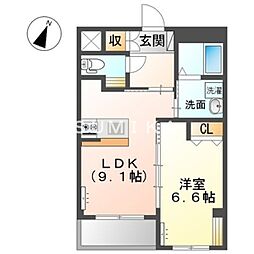 シエル天瀬 1LDKの間取図画像