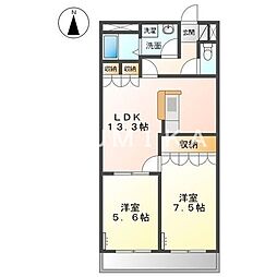 サンフィールド 2LDKの間取図画像