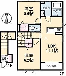 シャーメゾンJUA 2LDKの間取図画像