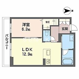 凛 1LDKの間取図画像