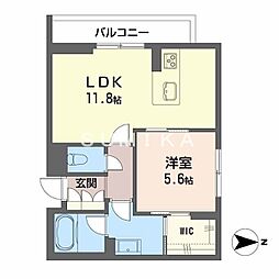 凛 1LDKの間取図画像