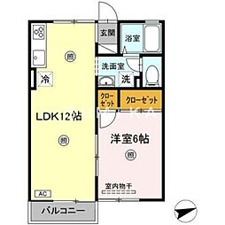 サンライズ千鳥 1LDKの間取図画像