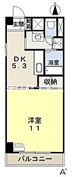 平井マンション奥田 1DKの間取図画像