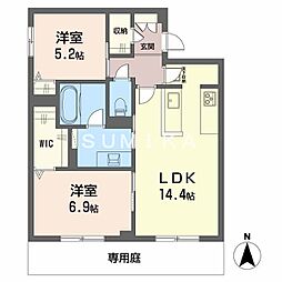 オースピシャス大安寺 2LDKの間取図画像