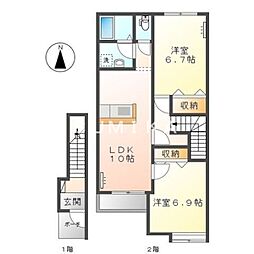 エスペランサ山崎 2LDKの間取図画像