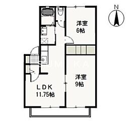 アーバンFC 2LDKの間取図画像