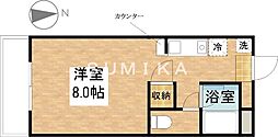 サンメゾン河合 1Kの間取図画像