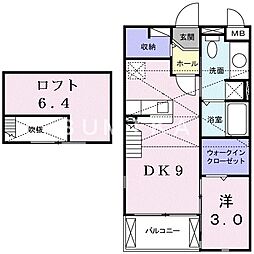 カーサスウィート 1LDKの間取図画像
